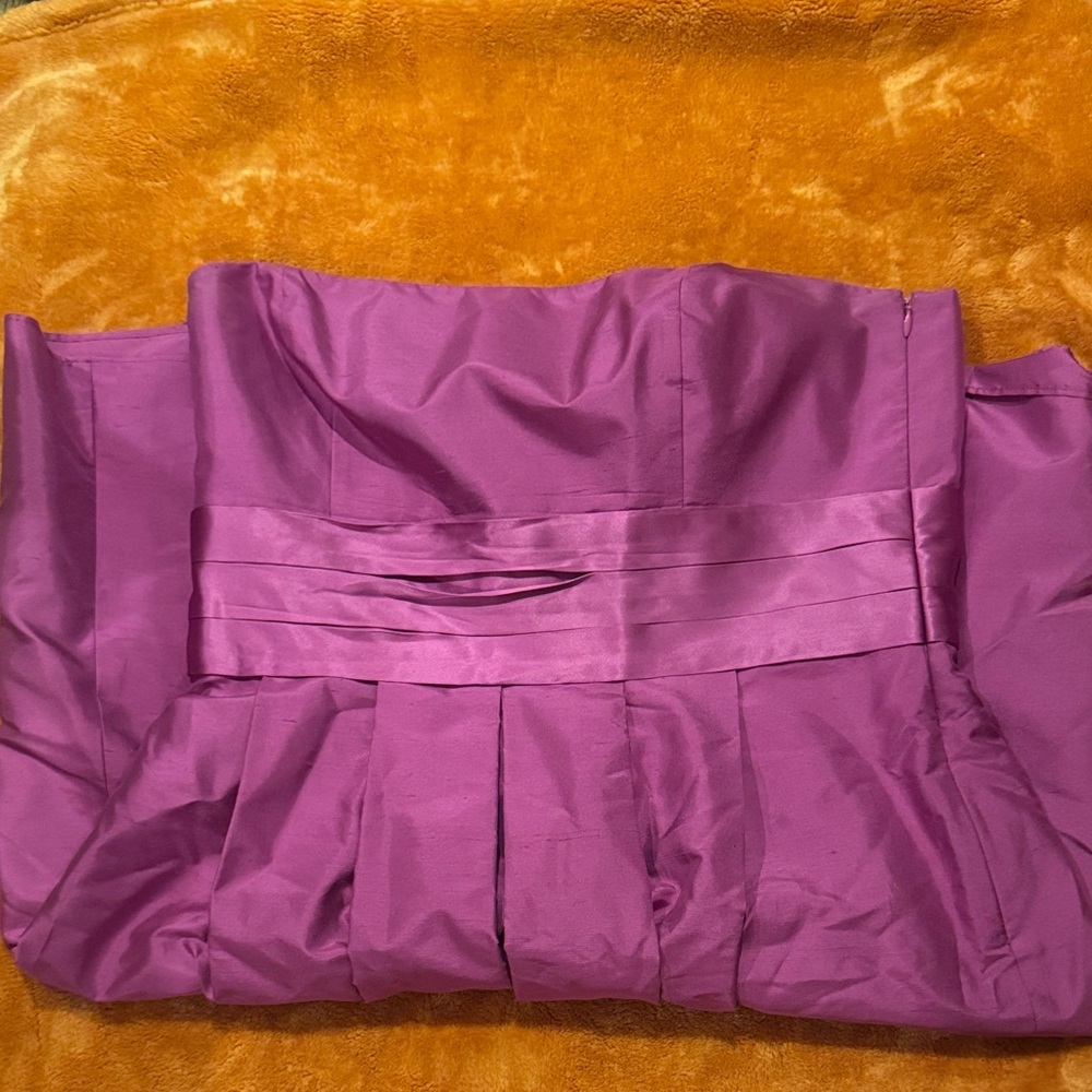 Ann Taylor Strapless Purple Satin box pleat Cocktail Dress